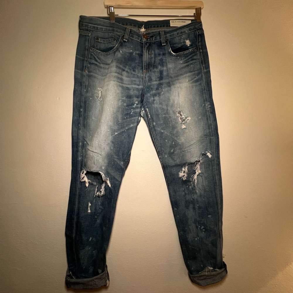 rag & bone Women's Distressed Blue Boyfriend Jeans
